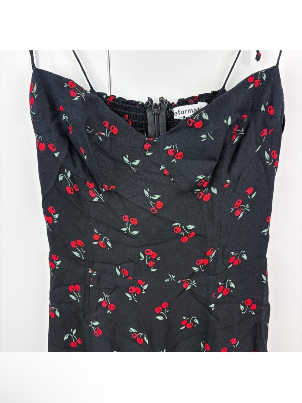Reformation Juliette Midi Dress Cherry Cherries Black Red Size 6 - Picture 3 of 9